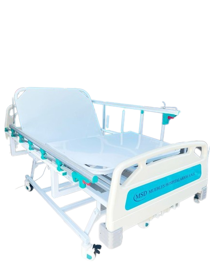 Cama Hospitalaria Electrica, barandas plegabes en aluminio, altura graduable 022