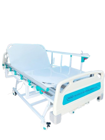 Cama Hospitalaria Electrica, barandas plegabes en aluminio, altura graduable 022