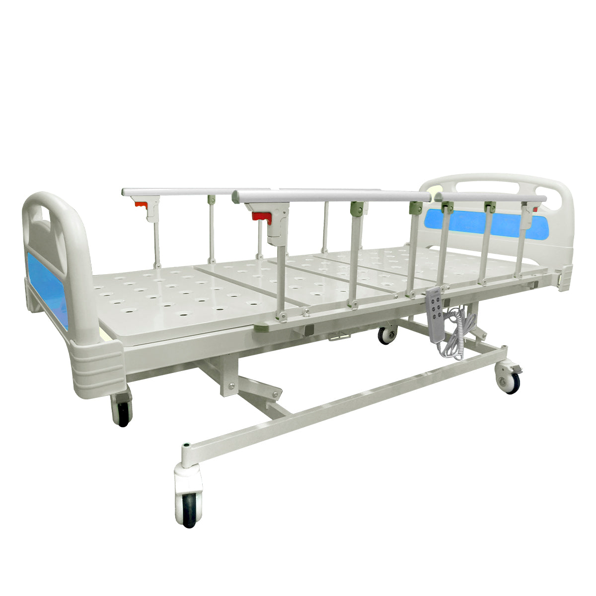 Cama Hospitalaria Electrica, barandas plegabes en aluminio, altura graduable phy