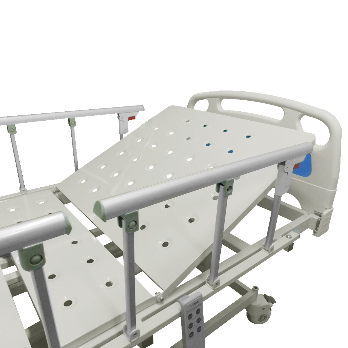 Cama Hospitalaria Electrica, barandas plegabes en aluminio, altura graduable phy