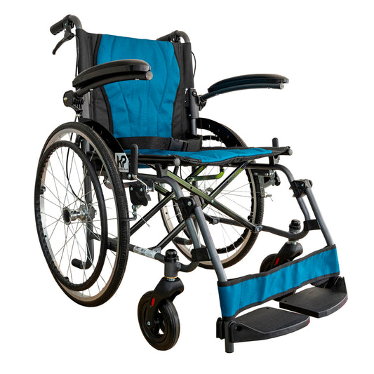 Silla De Ruedas Apoya Brazos Abatible En Aluminio AZUL