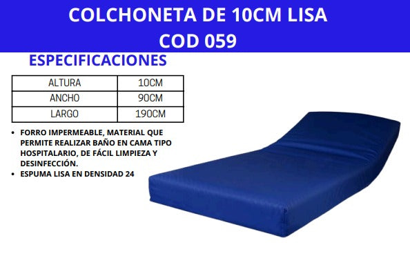 colchoneta para cama hospitalaria 10cm liso