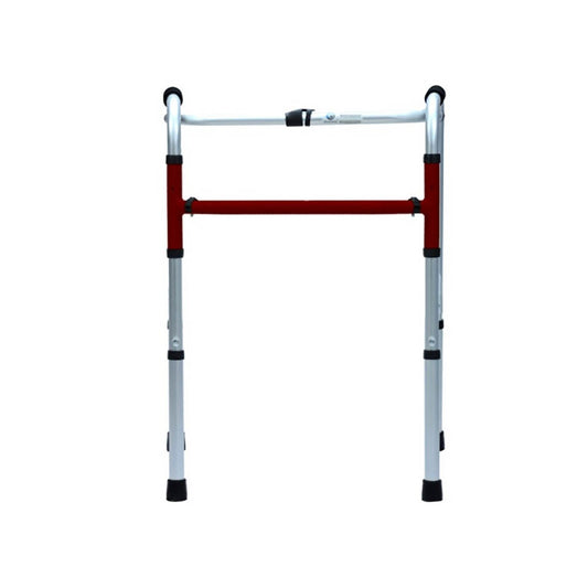 Caminador Plegable Doble Funcion, Paso A Paso Barra Color Rojo