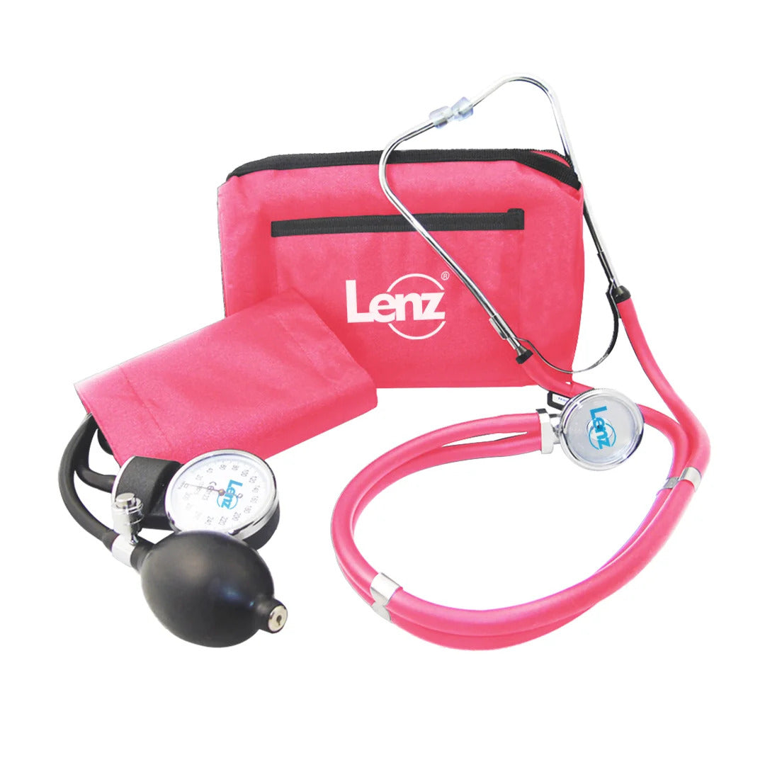 Kit De Tensiómetro + Fonendoscopio Rappaport Lenz Rosado